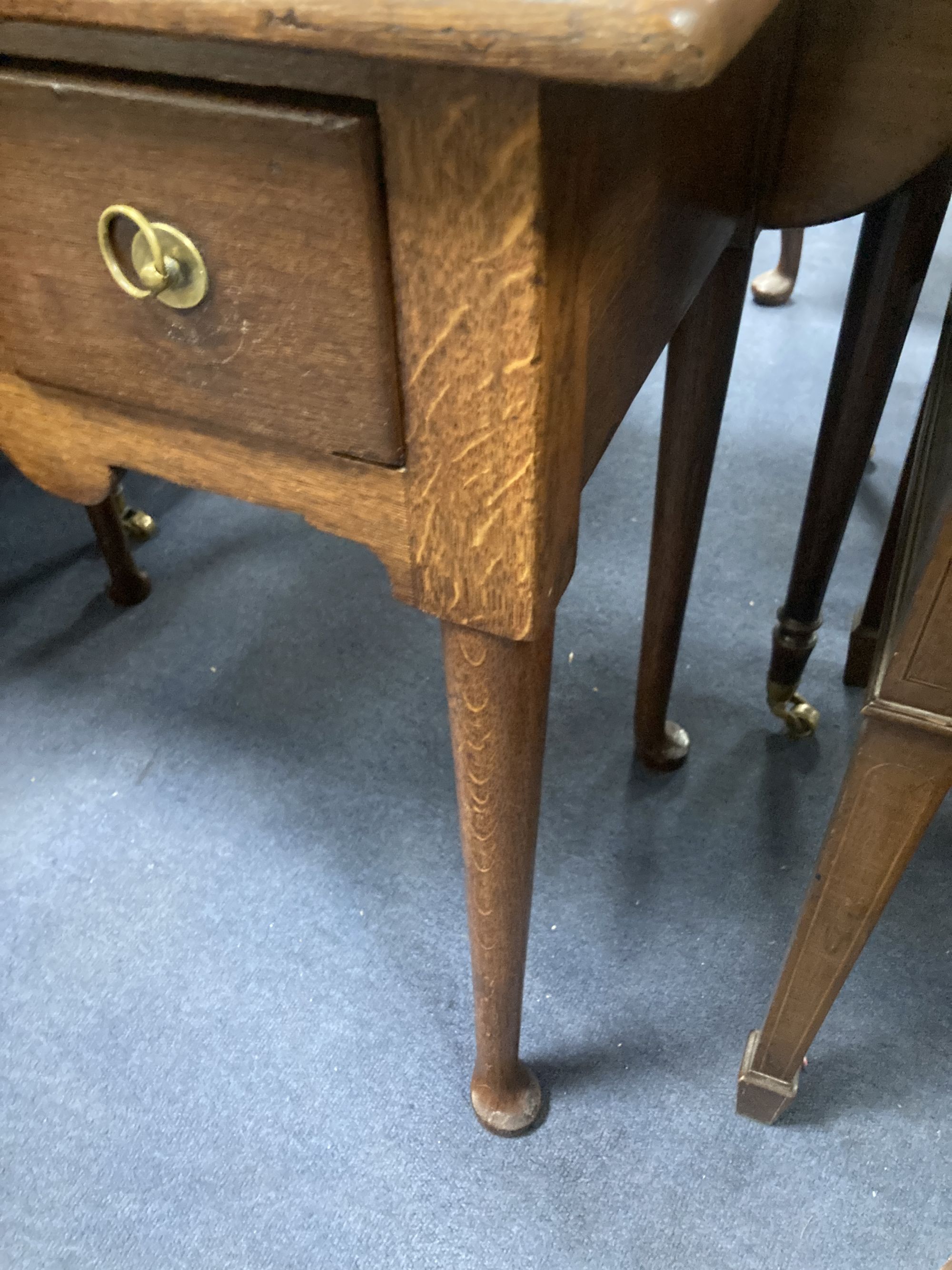 A small 19th century oak side table, width 33cm, depth 40cm, height 69cm